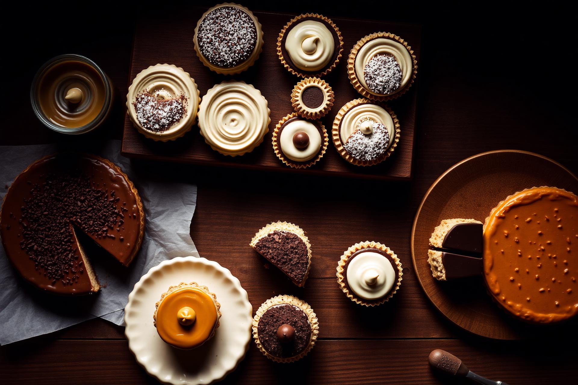 Mesa rústica com diversos doces artesanais da Mamede Doceria